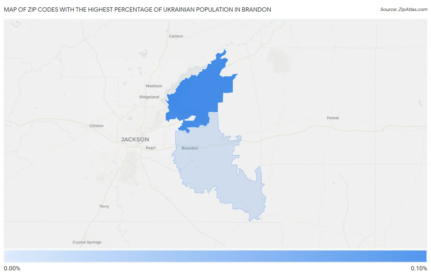 Zip Codes with the Highest Percentage of Ukrainian Population in Brandon Map
