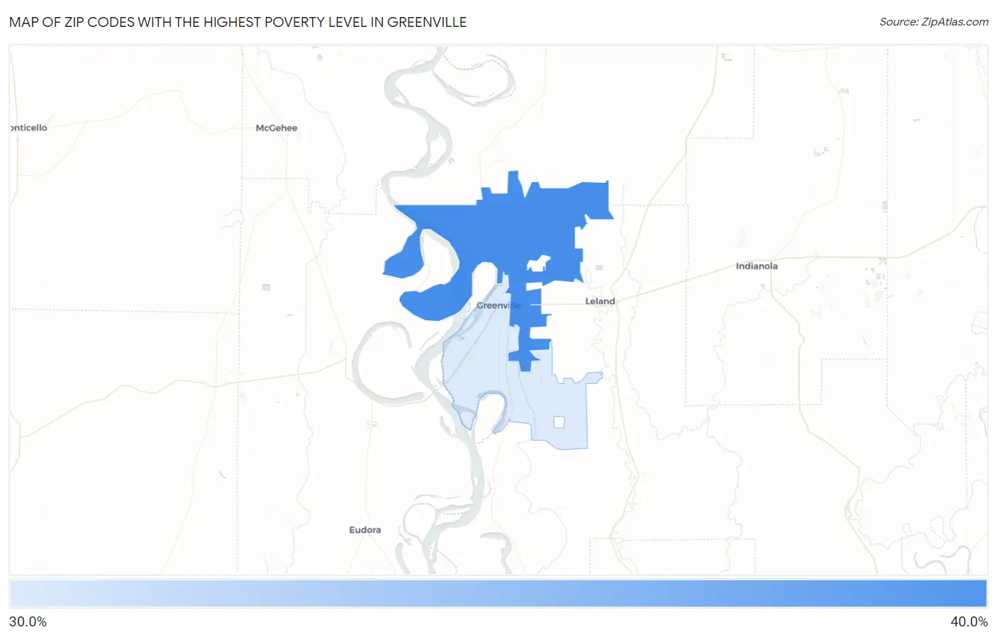 Zip Codes with the Highest Poverty Level in Greenville Map