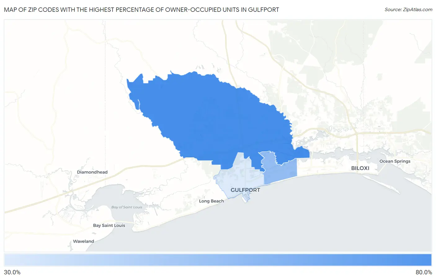 Zip Codes with the Highest Percentage of Owner-Occupied Units in Gulfport Map