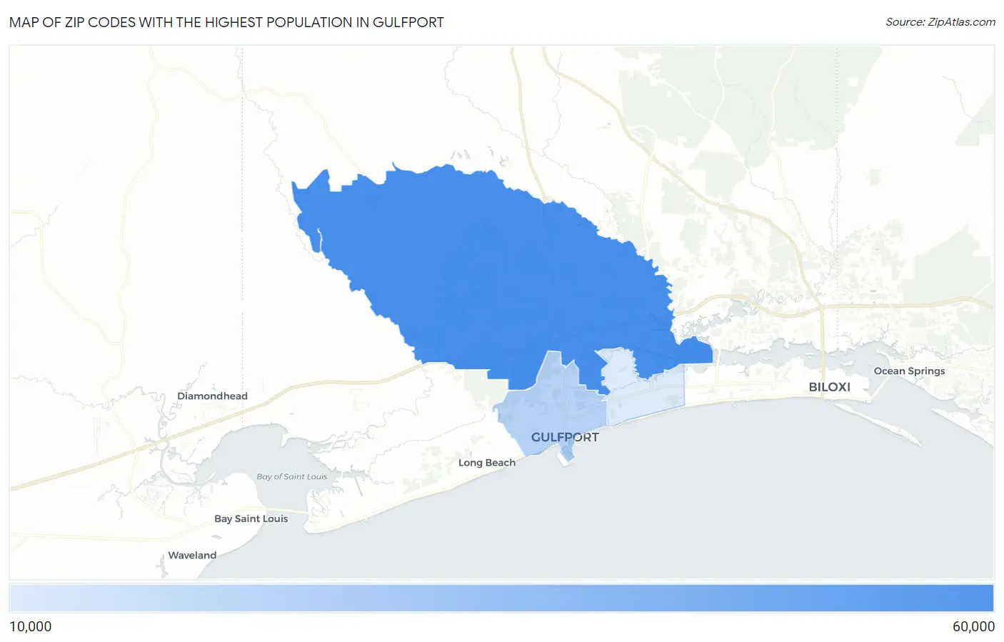 Zip Codes with the Highest Population in Gulfport Map