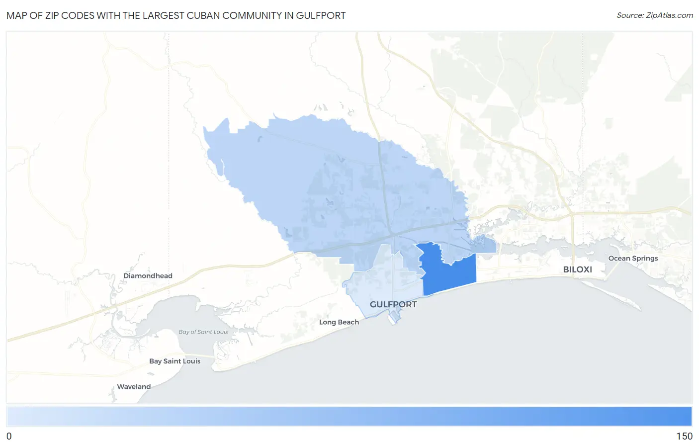 Zip Codes with the Largest Cuban Community in Gulfport Map