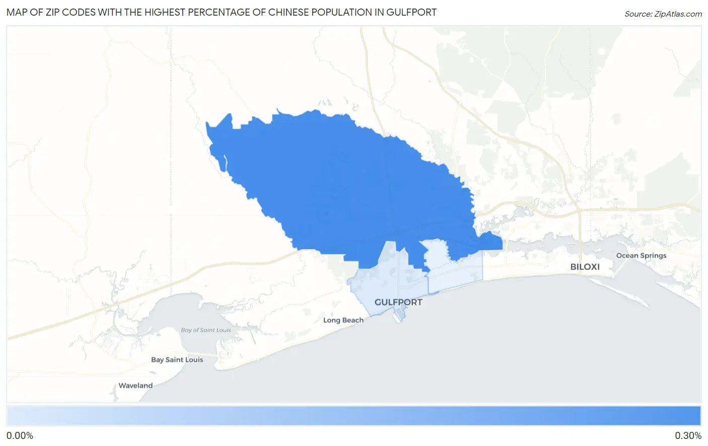 Zip Codes with the Highest Percentage of Chinese Population in Gulfport Map