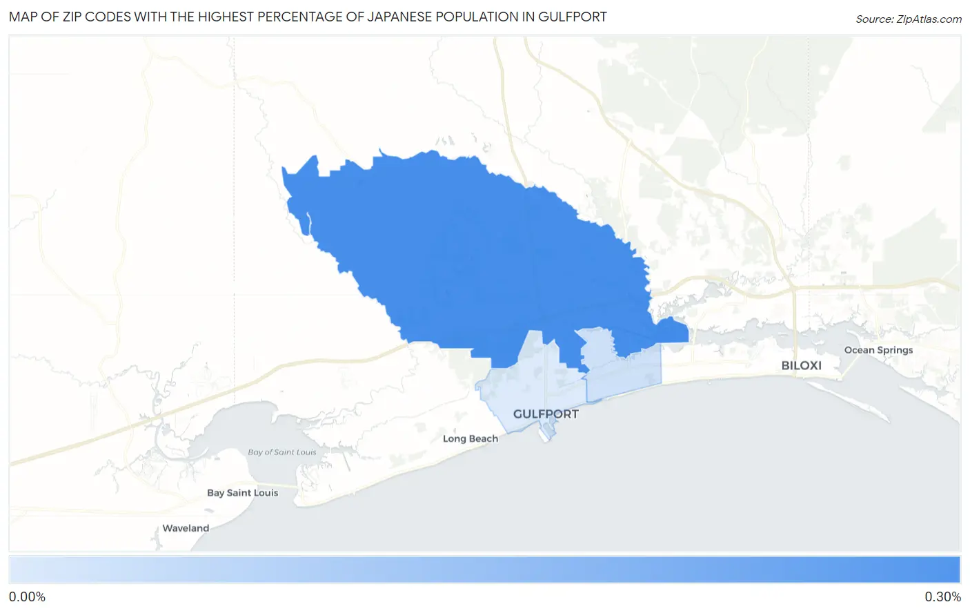 Zip Codes with the Highest Percentage of Japanese Population in Gulfport Map