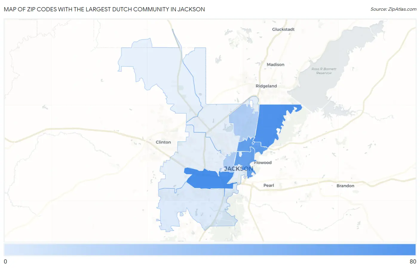 Zip Codes with the Largest Dutch Community in Jackson Map