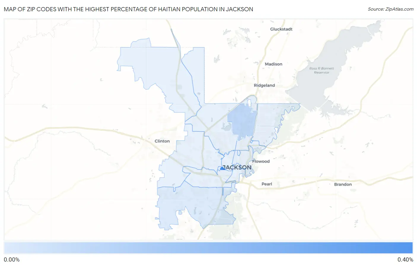 Zip Codes with the Highest Percentage of Haitian Population in Jackson Map