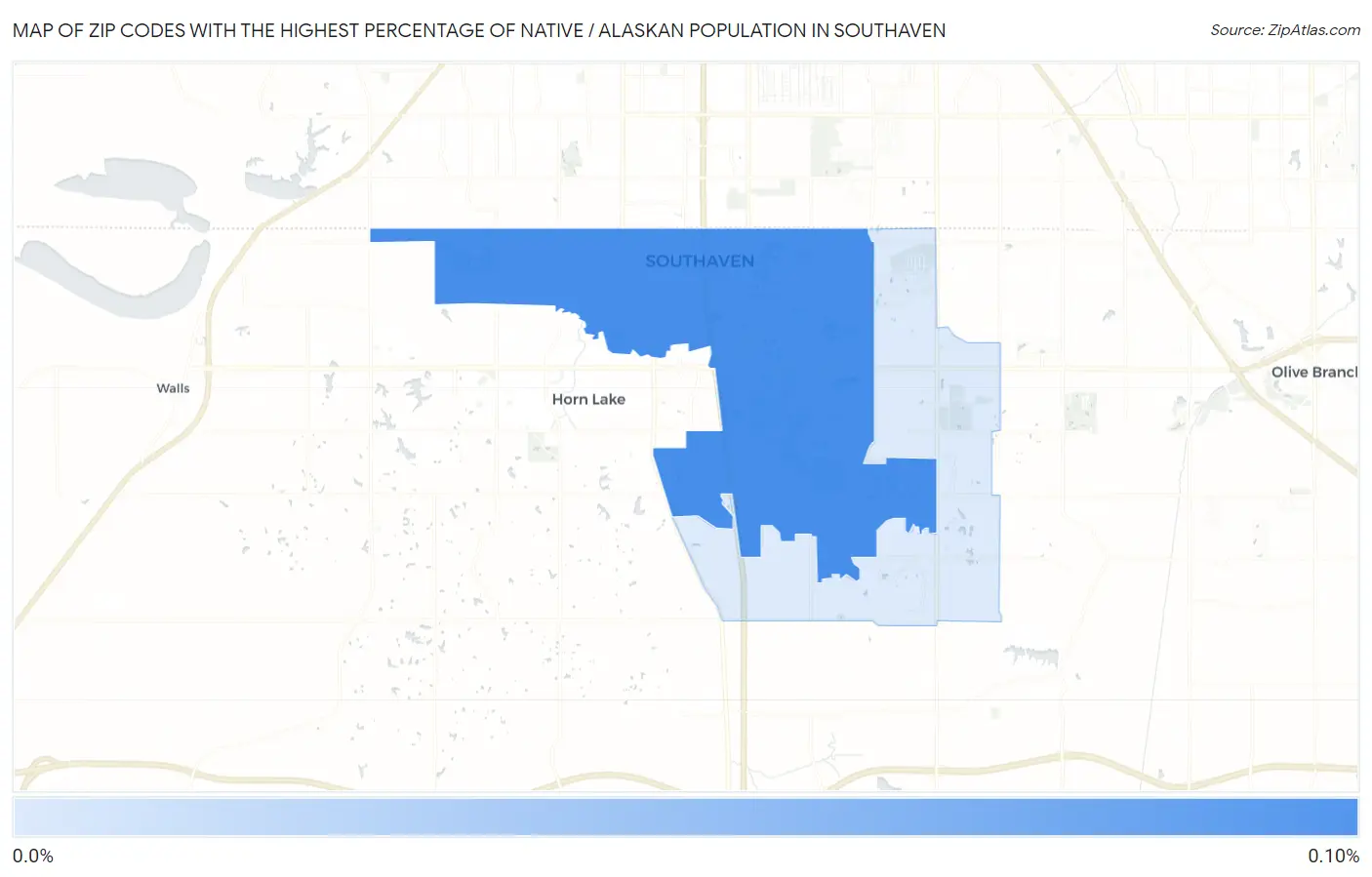 Zip Codes with the Highest Percentage of Native / Alaskan Population in Southaven Map
