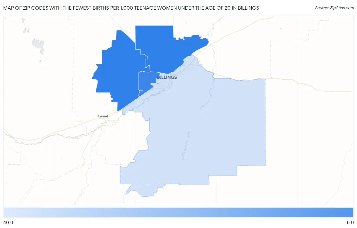 Zip Codes with the Fewest Births per 1,000 Teenage Women Under the Age of 20 in Billings Map
