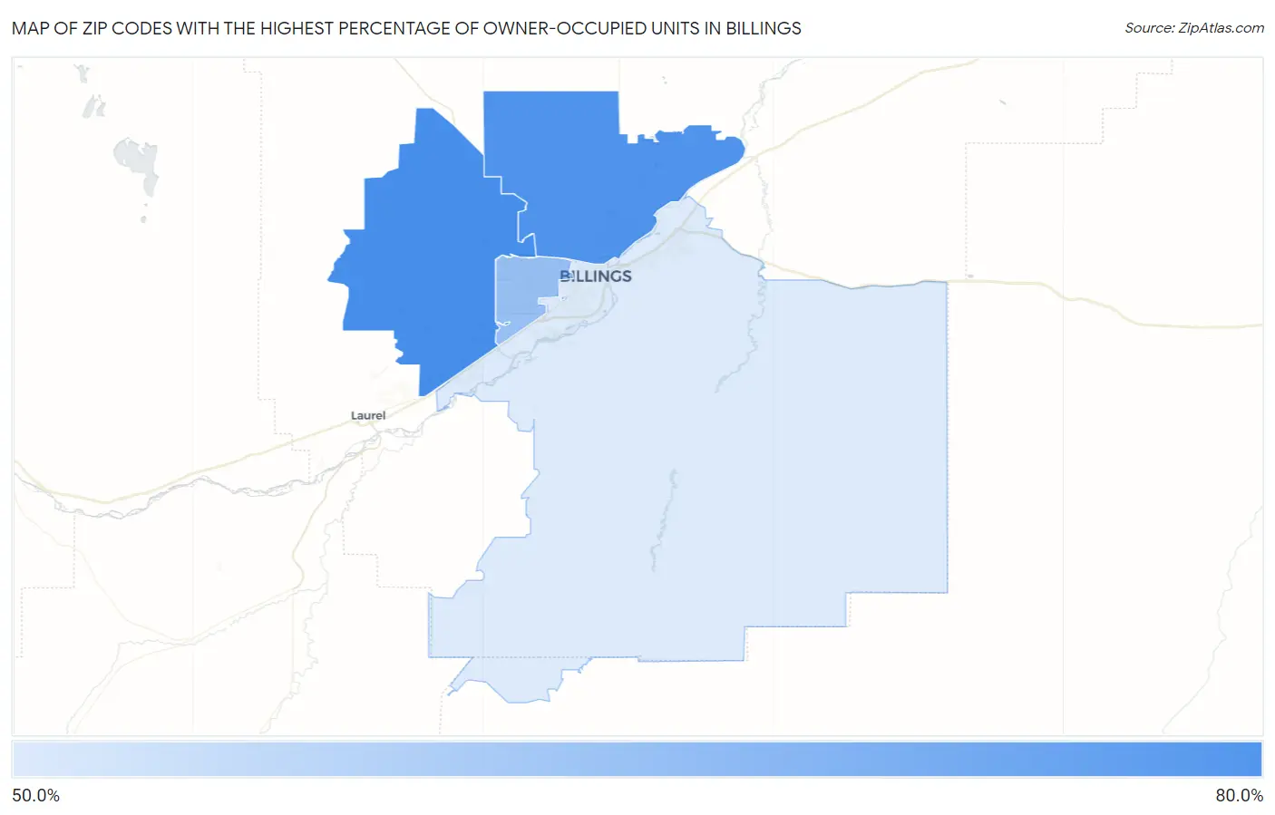 Zip Codes with the Highest Percentage of Owner-Occupied Units in Billings Map