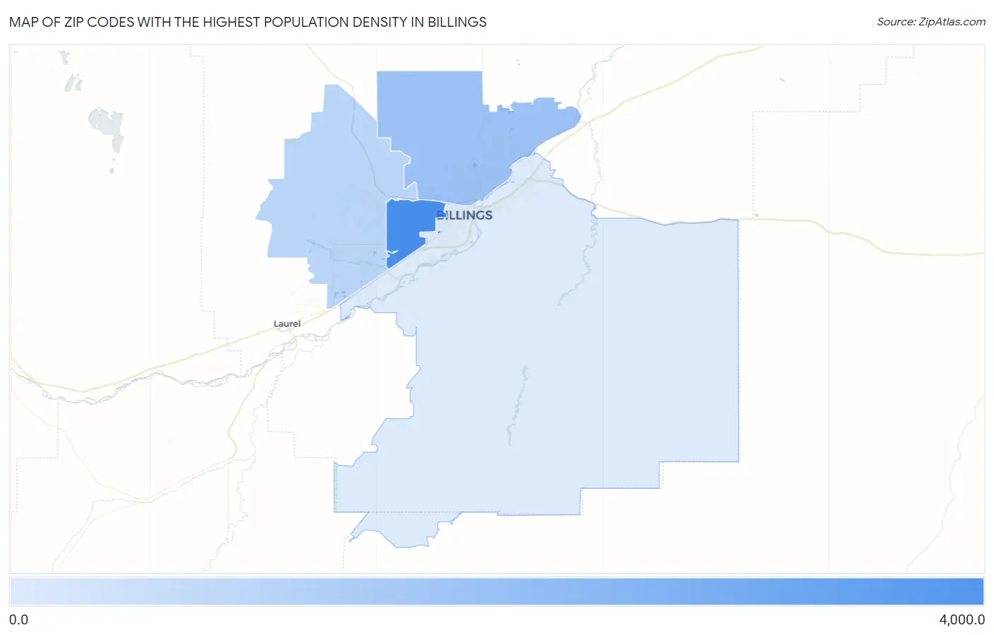 Zip Codes with the Highest Population Density in Billings Map