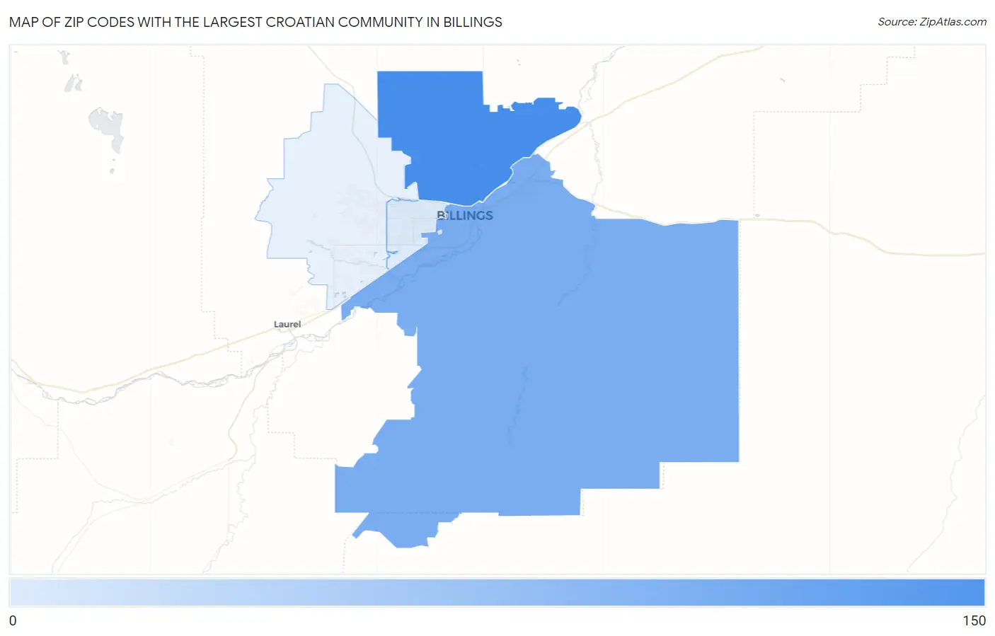 Zip Codes with the Largest Croatian Community in Billings Map