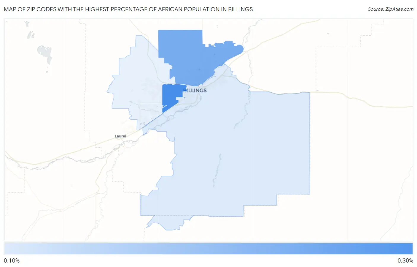 Zip Codes with the Highest Percentage of African Population in Billings Map