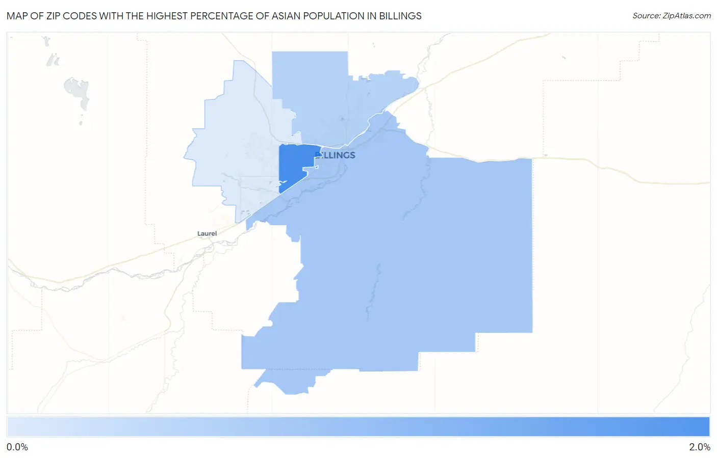 Zip Codes with the Highest Percentage of Asian Population in Billings Map