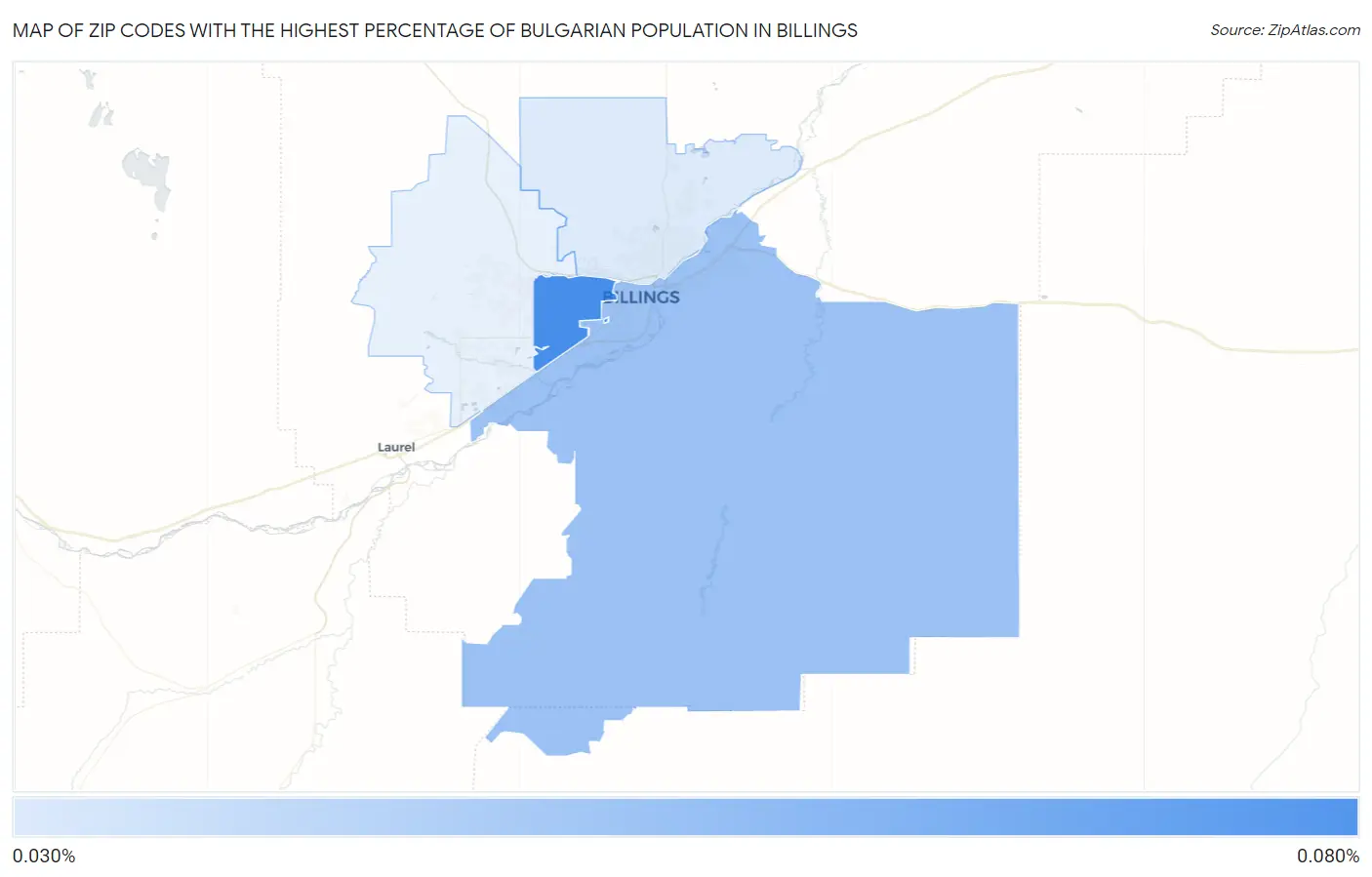 Zip Codes with the Highest Percentage of Bulgarian Population in Billings Map