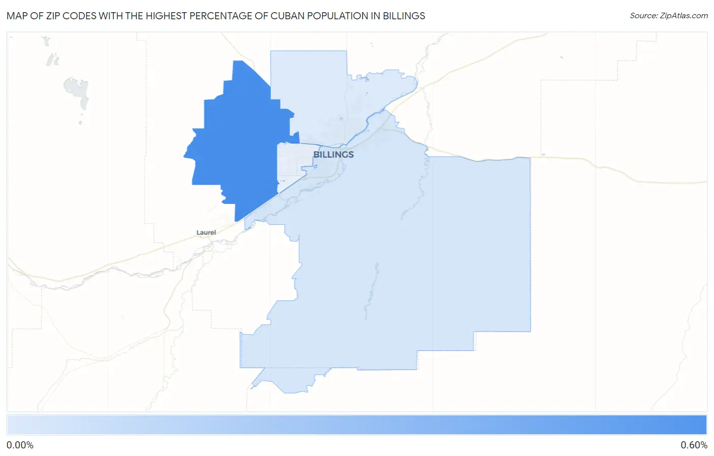 Zip Codes with the Highest Percentage of Cuban Population in Billings Map