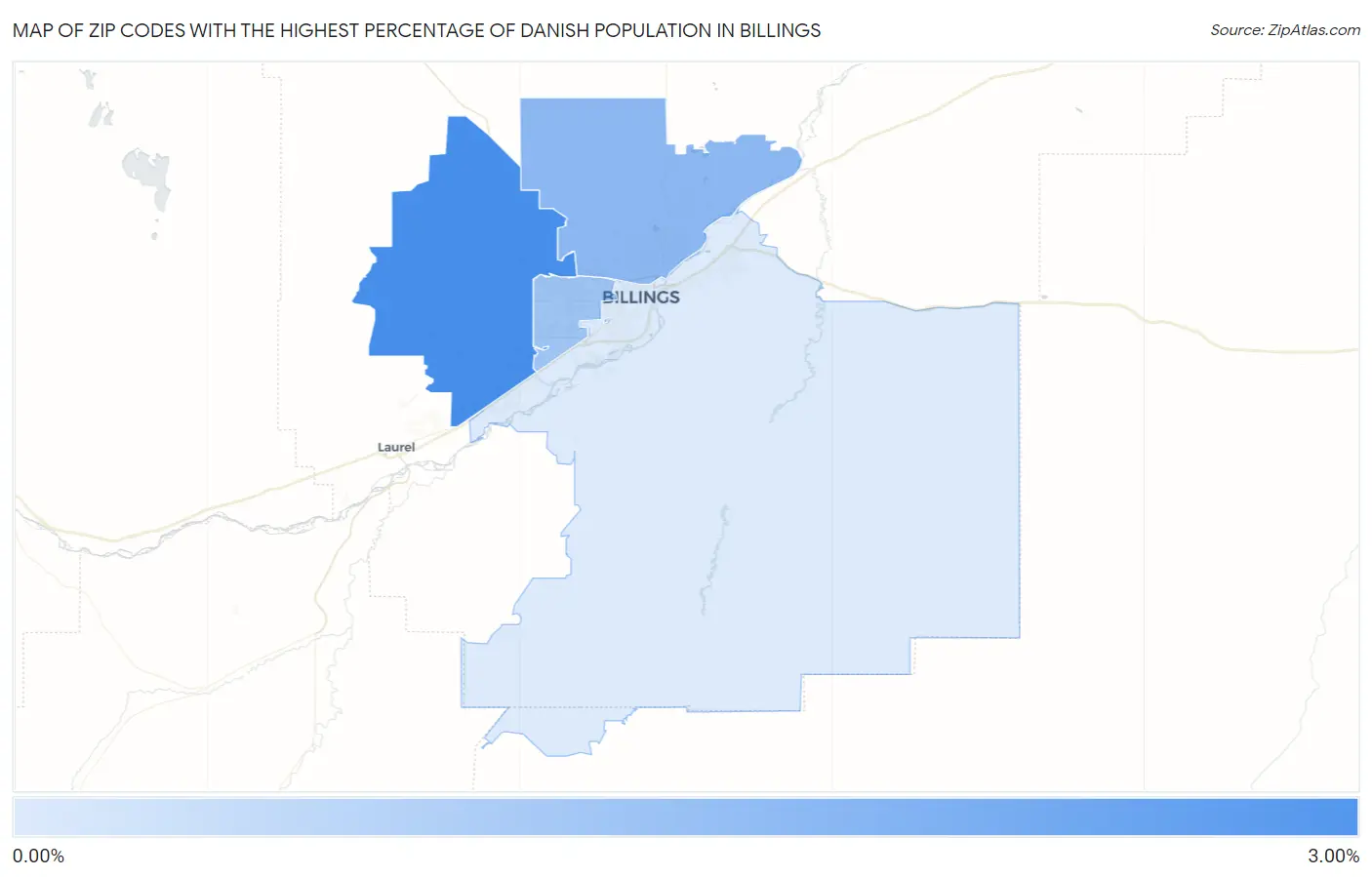 Zip Codes with the Highest Percentage of Danish Population in Billings Map