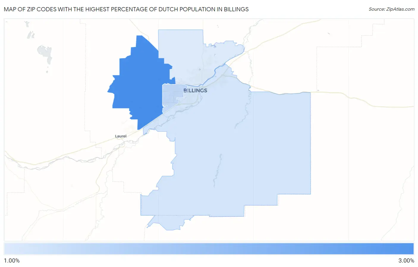 Zip Codes with the Highest Percentage of Dutch Population in Billings Map