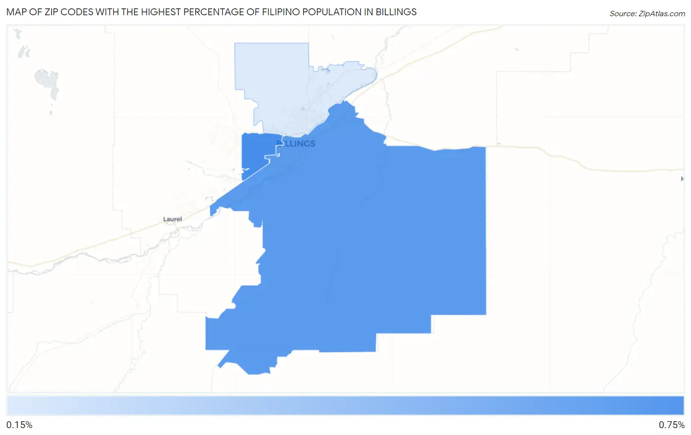 Zip Codes with the Highest Percentage of Filipino Population in Billings Map