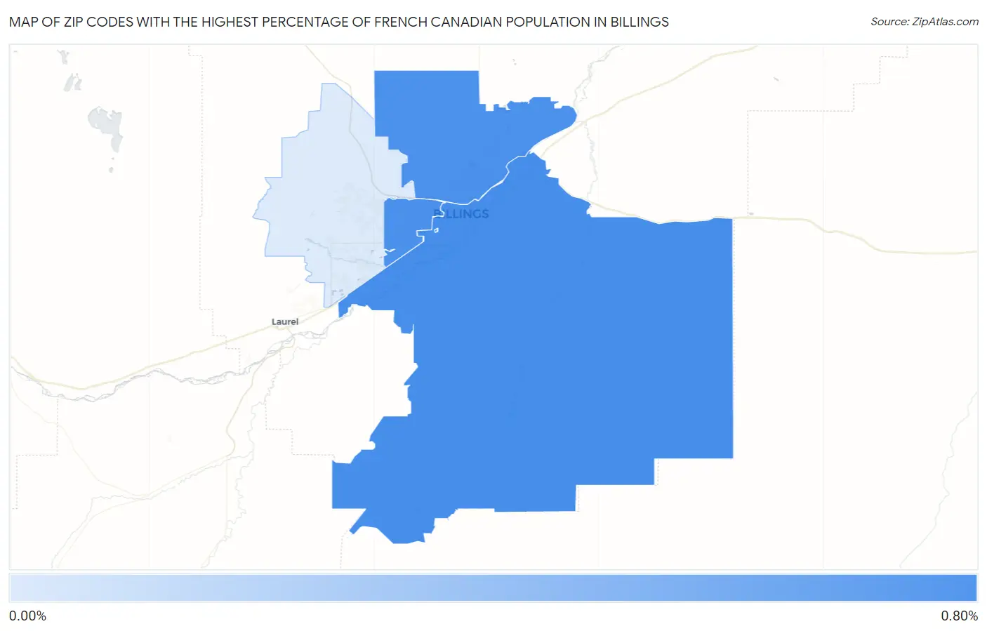Zip Codes with the Highest Percentage of French Canadian Population in Billings Map