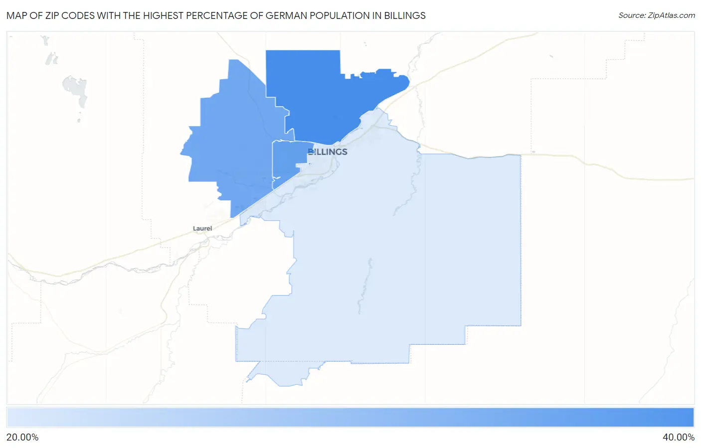 Zip Codes with the Highest Percentage of German Population in Billings Map