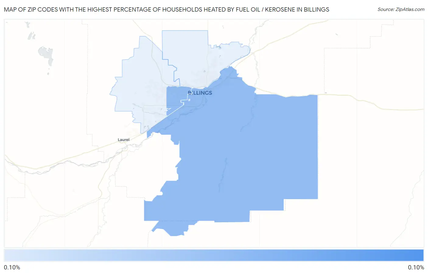 Zip Codes with the Highest Percentage of Households Heated by Fuel Oil / Kerosene in Billings Map