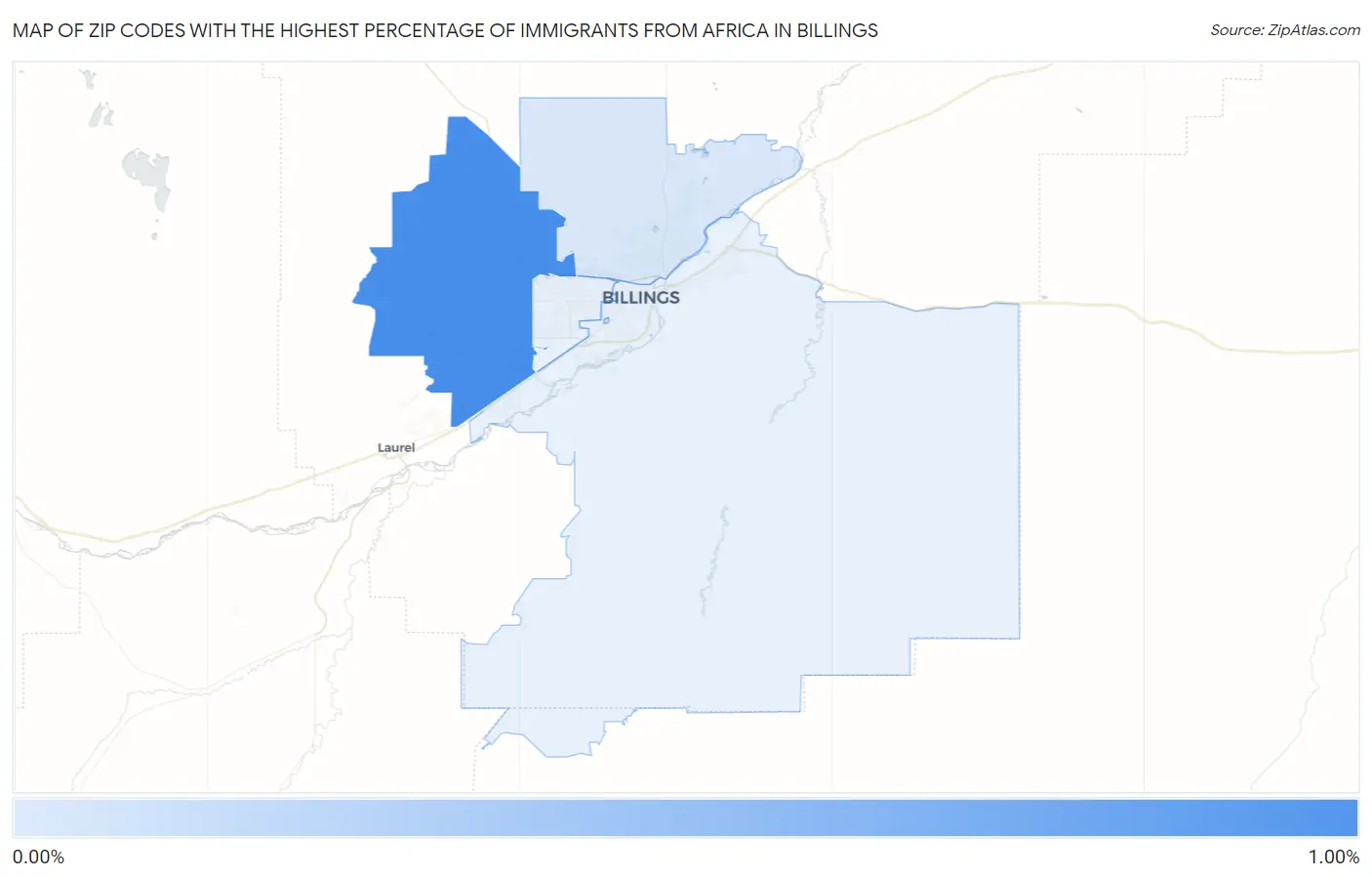 Zip Codes with the Highest Percentage of Immigrants from Africa in Billings Map