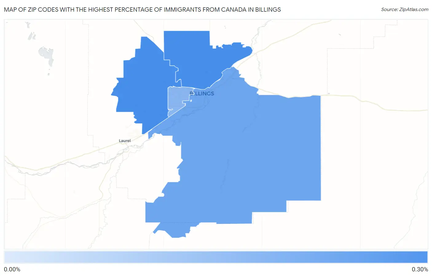 Zip Codes with the Highest Percentage of Immigrants from Canada in Billings Map