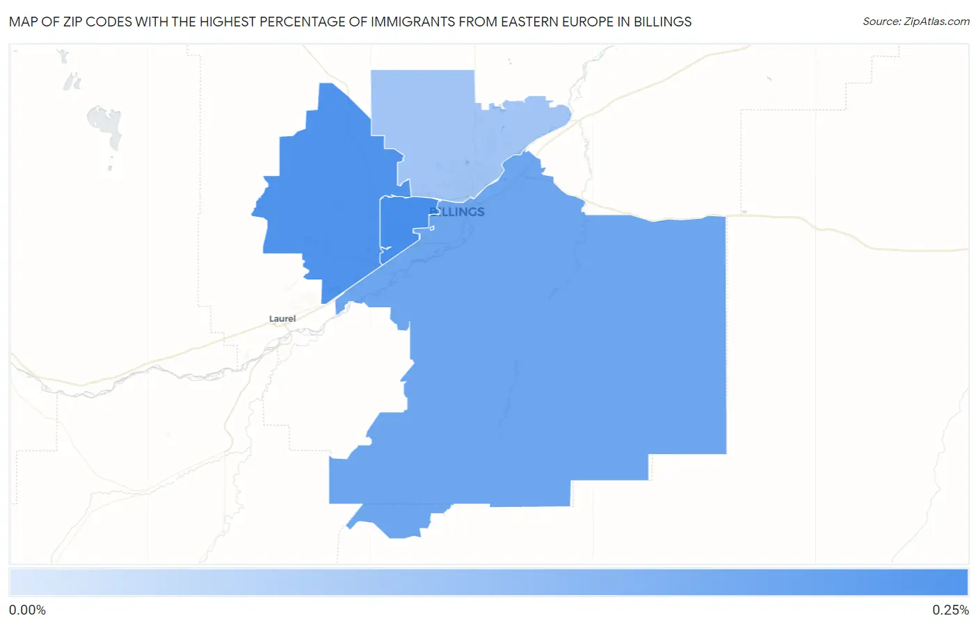 Zip Codes with the Highest Percentage of Immigrants from Eastern Europe in Billings Map