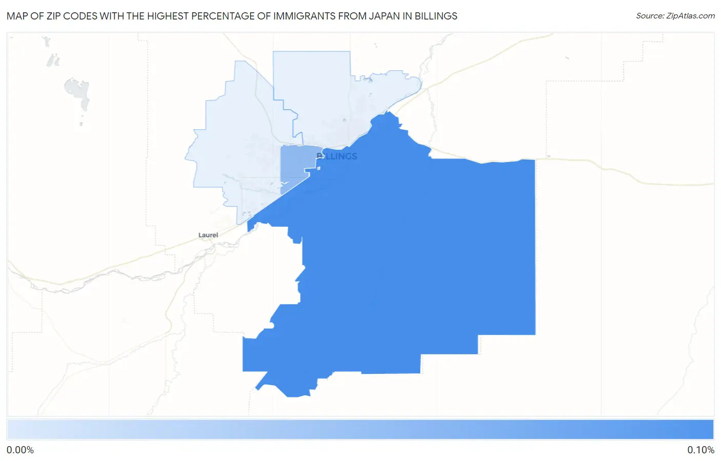 Zip Codes with the Highest Percentage of Immigrants from Japan in Billings Map