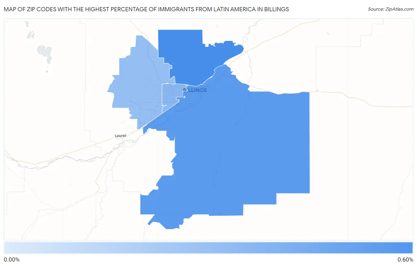 Zip Codes with the Highest Percentage of Immigrants from Latin America in Billings Map