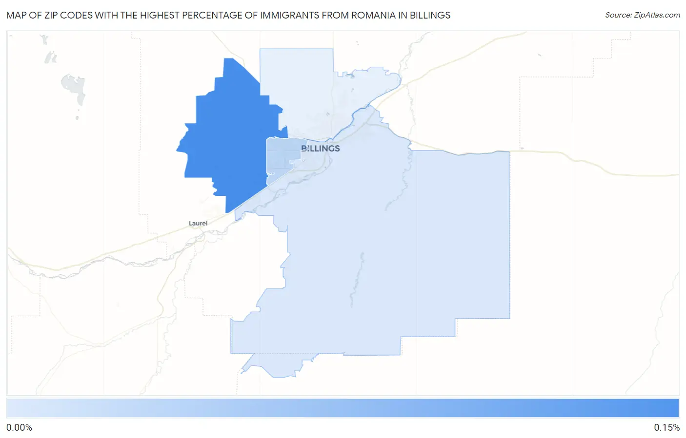 Zip Codes with the Highest Percentage of Immigrants from Romania in Billings Map