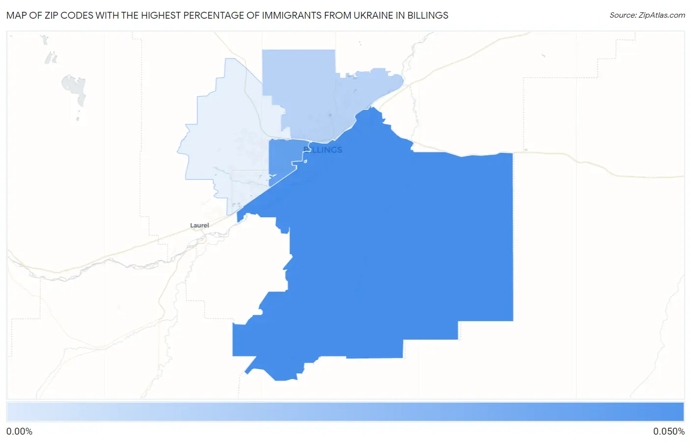 Zip Codes with the Highest Percentage of Immigrants from Ukraine in Billings Map