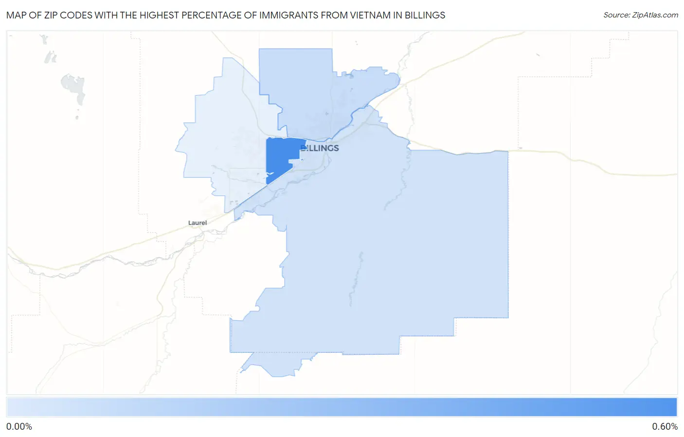 Zip Codes with the Highest Percentage of Immigrants from Vietnam in Billings Map