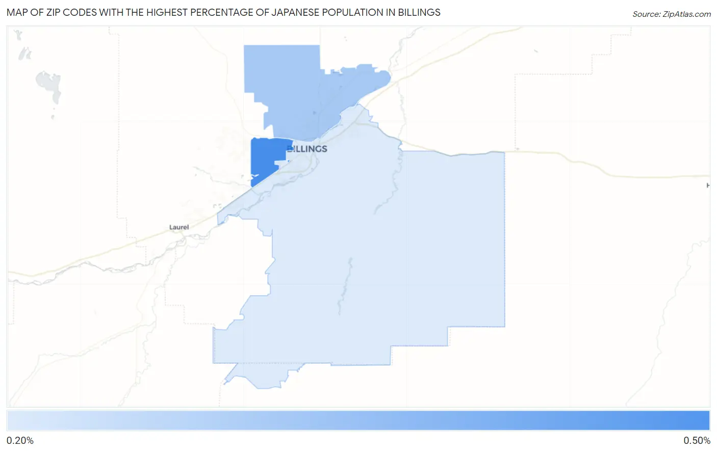 Zip Codes with the Highest Percentage of Japanese Population in Billings Map