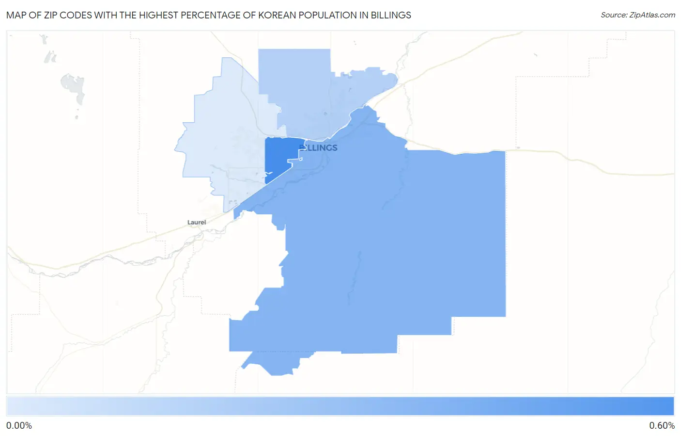 Zip Codes with the Highest Percentage of Korean Population in Billings Map