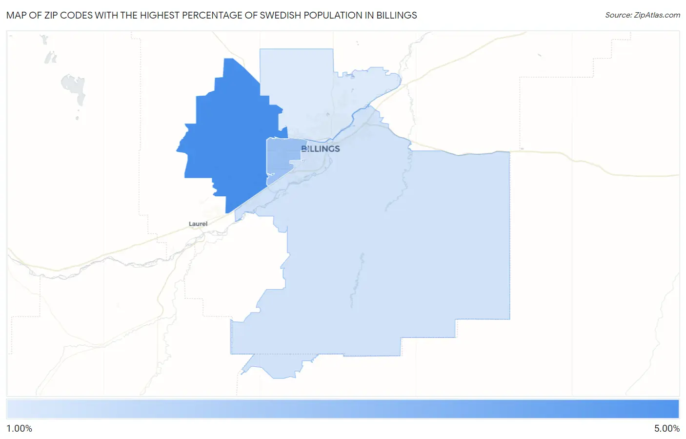 Zip Codes with the Highest Percentage of Swedish Population in Billings Map