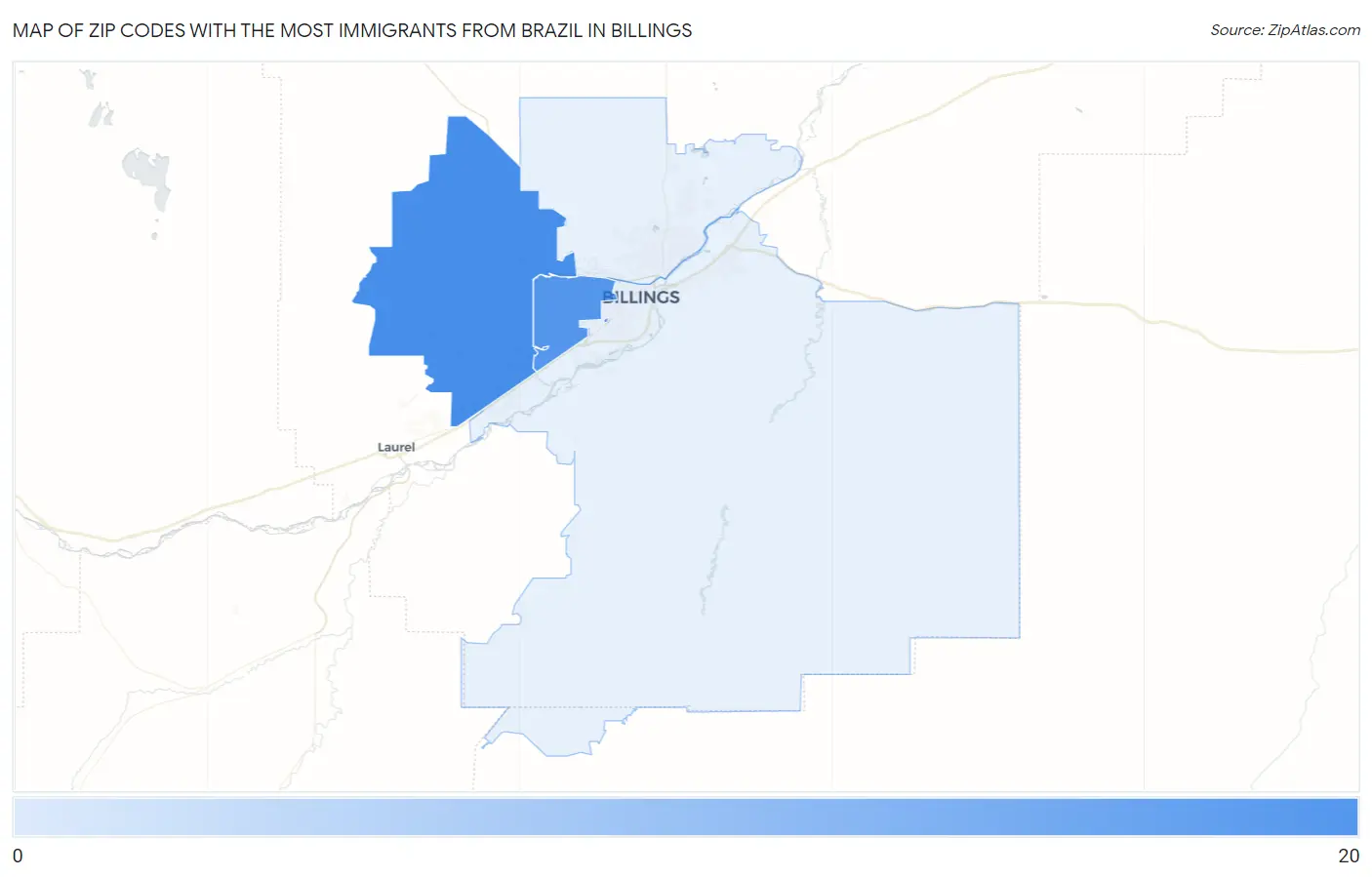 Zip Codes with the Most Immigrants from Brazil in Billings Map