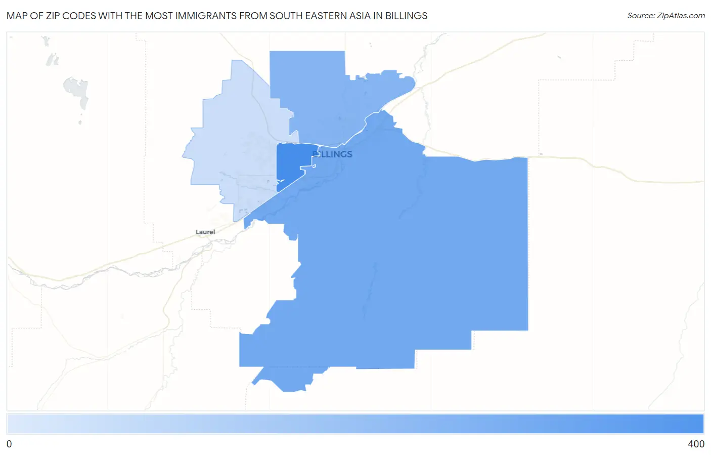 Zip Codes with the Most Immigrants from South Eastern Asia in Billings Map