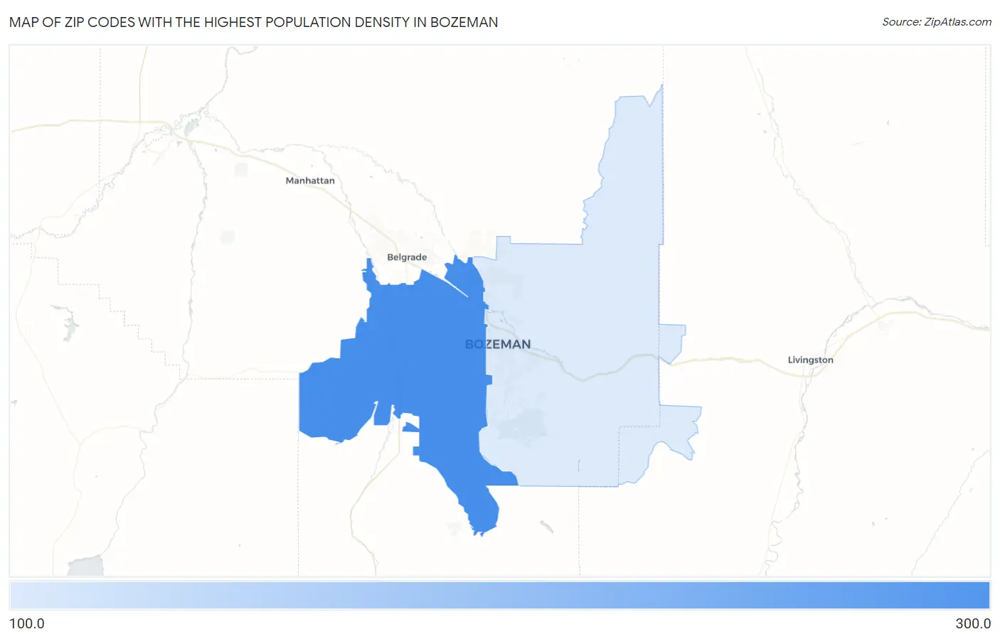 Zip Codes with the Highest Population Density in Bozeman Map