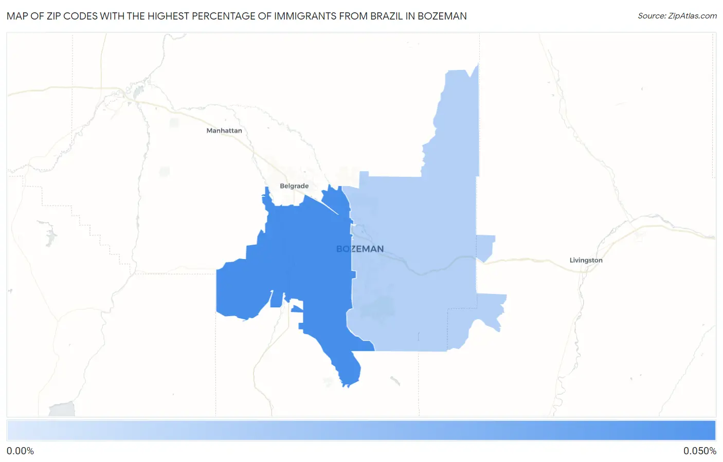 Zip Codes with the Highest Percentage of Immigrants from Brazil in Bozeman Map