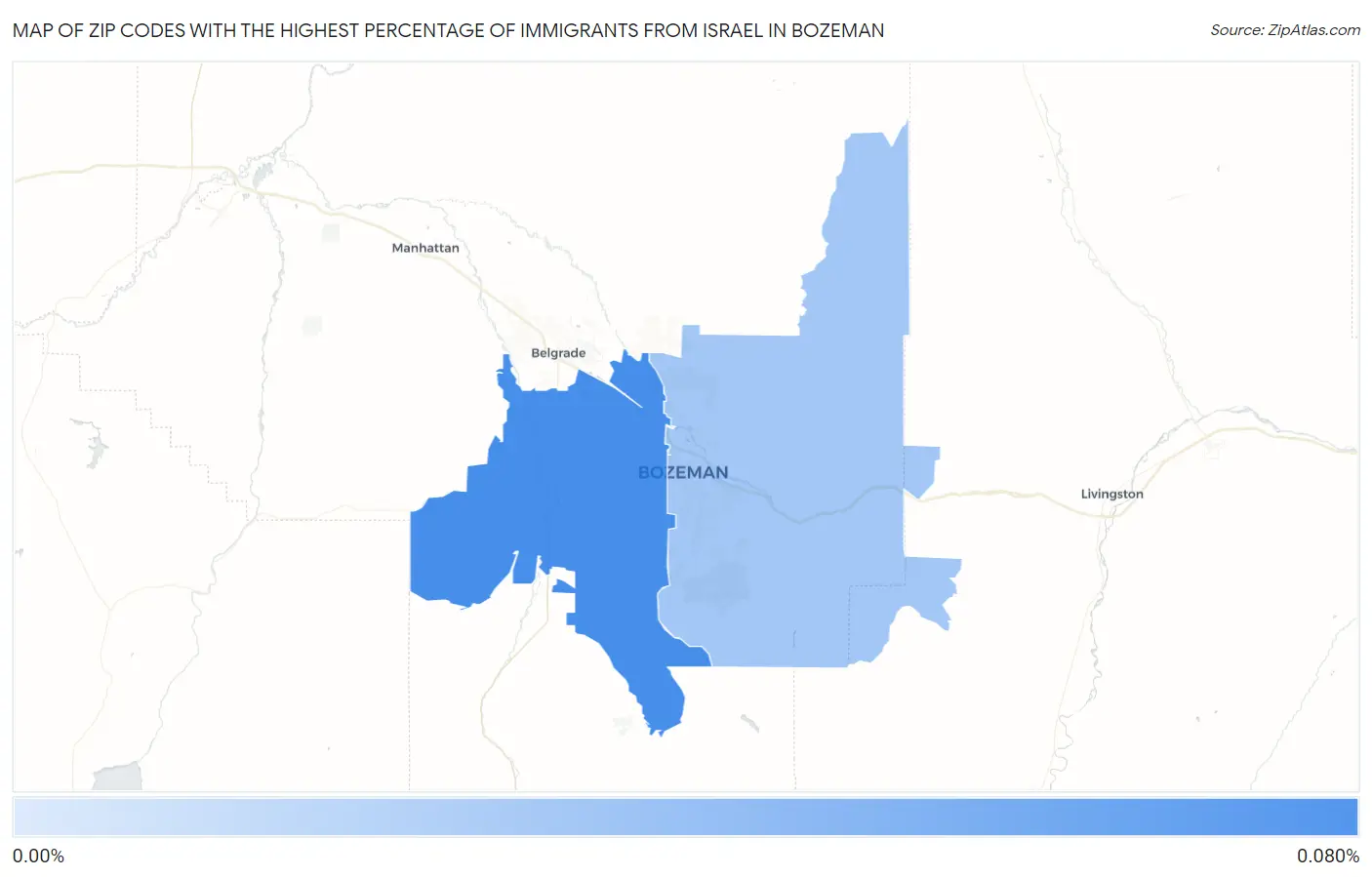 Zip Codes with the Highest Percentage of Immigrants from Israel in Bozeman Map