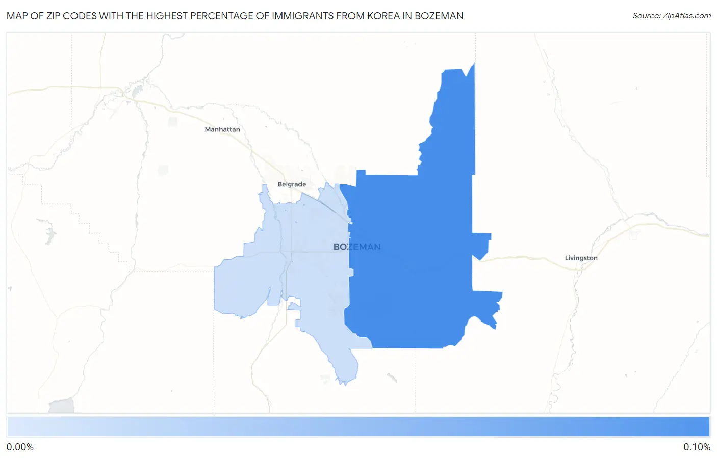 Zip Codes with the Highest Percentage of Immigrants from Korea in Bozeman Map