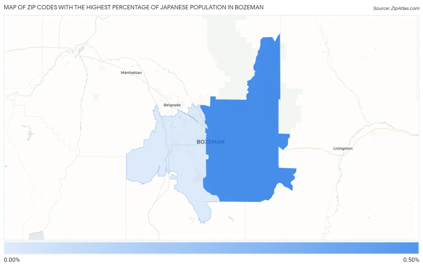 Zip Codes with the Highest Percentage of Japanese Population in Bozeman Map