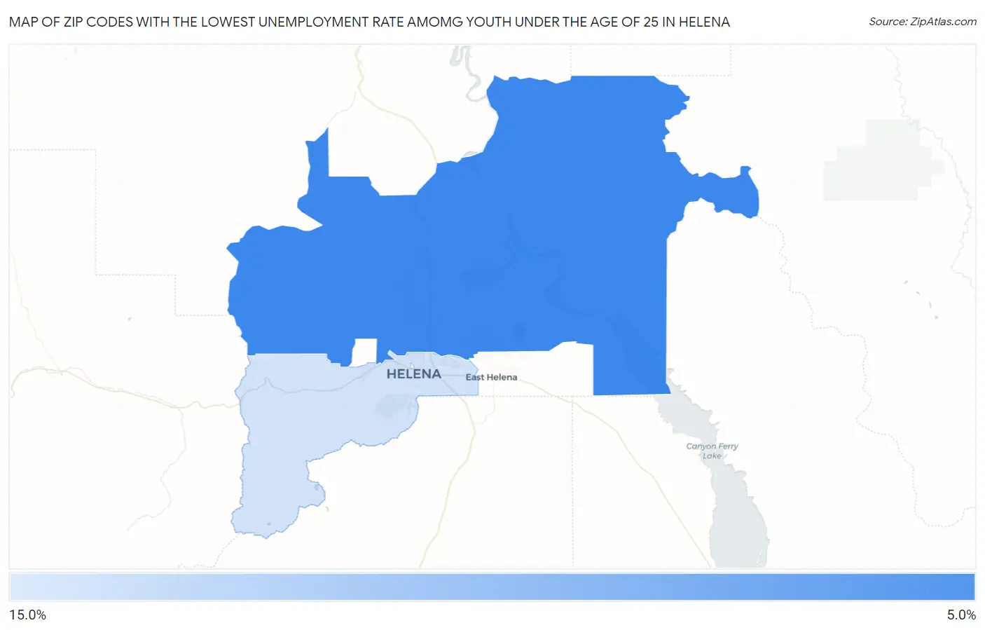 Zip Codes with the Lowest Unemployment Rate Amomg Youth Under the Age of 25 in Helena Map