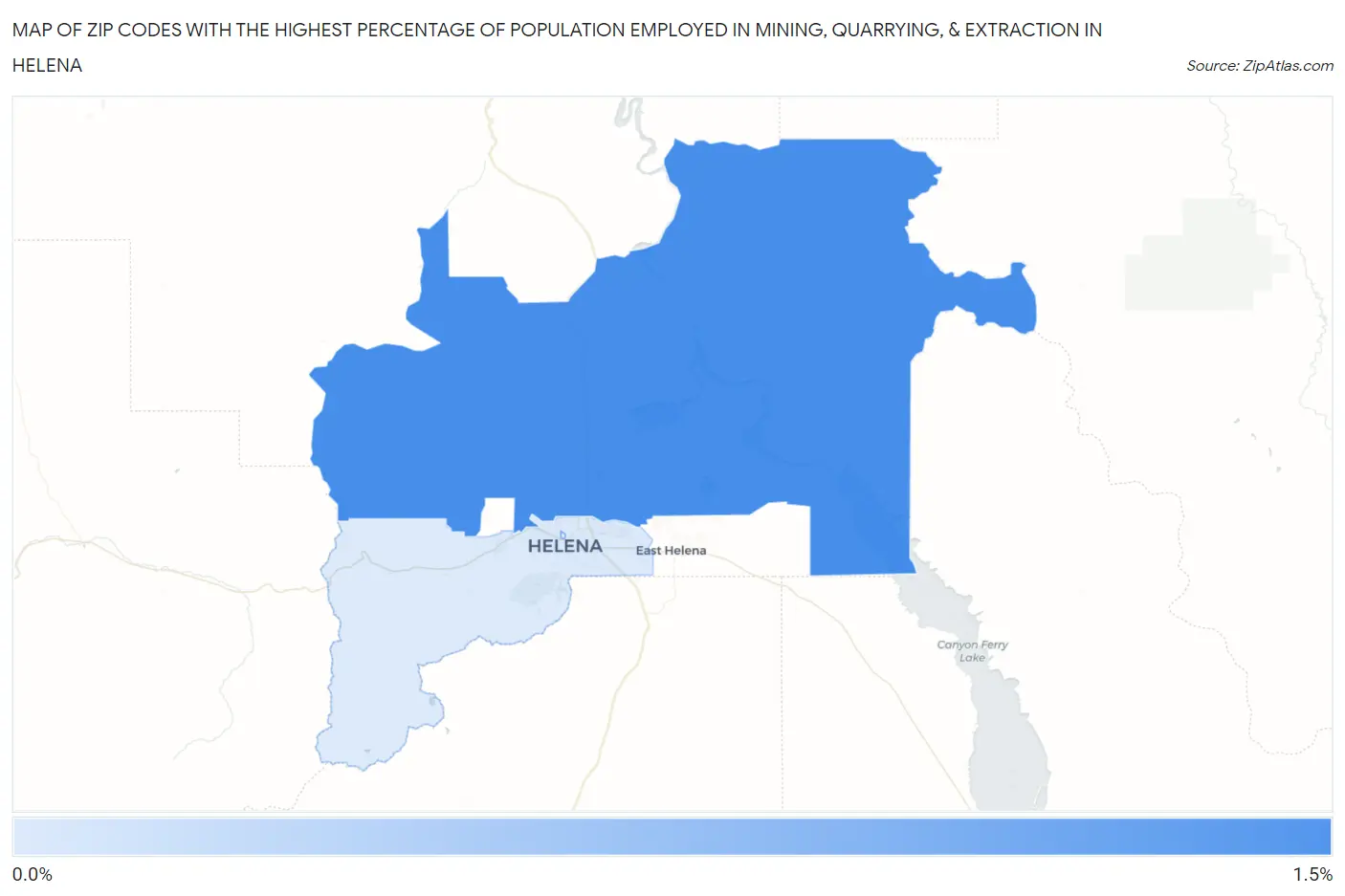 Zip Codes with the Highest Percentage of Population Employed in Mining, Quarrying, & Extraction in Helena Map
