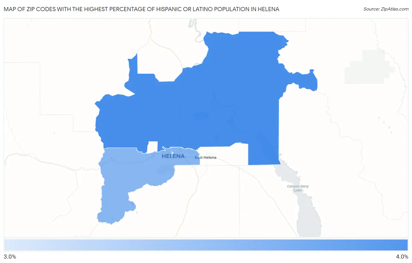 Zip Codes with the Highest Percentage of Hispanic or Latino Population in Helena Map