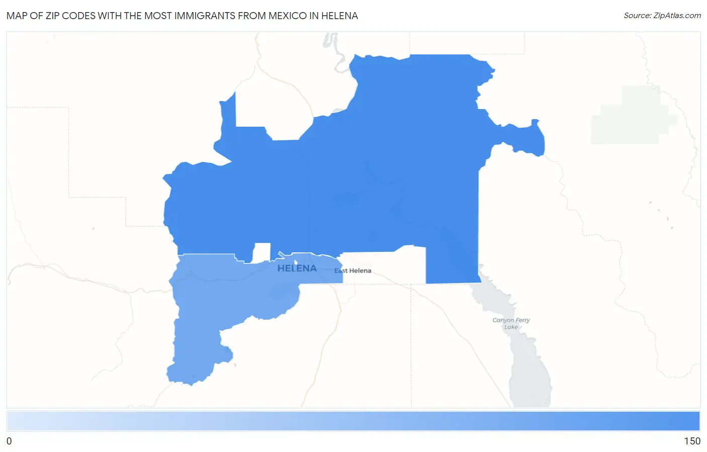 Zip Codes with the Most Immigrants from Mexico in Helena Map