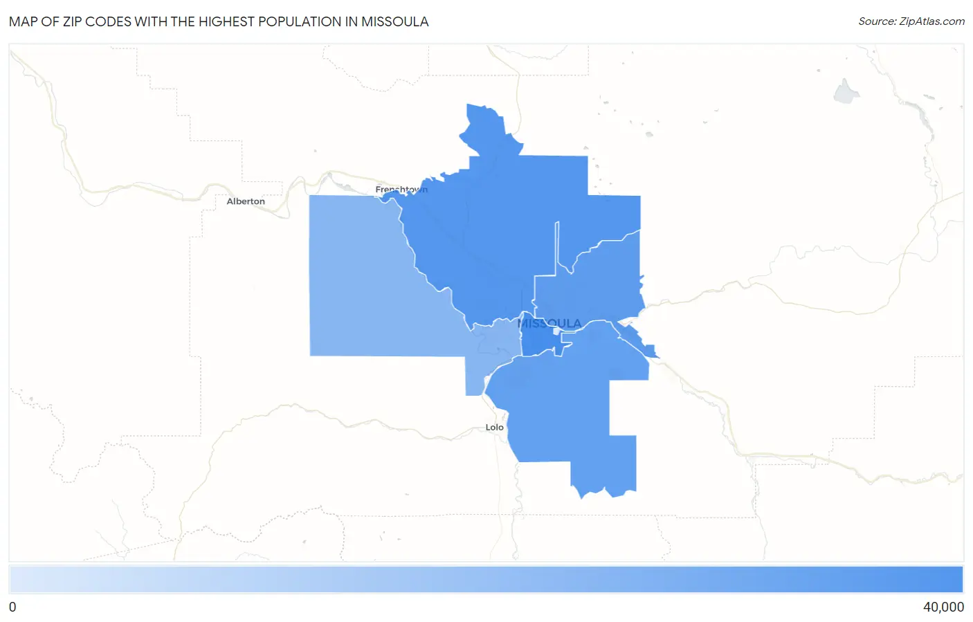 Zip Codes with the Highest Population in Missoula Map