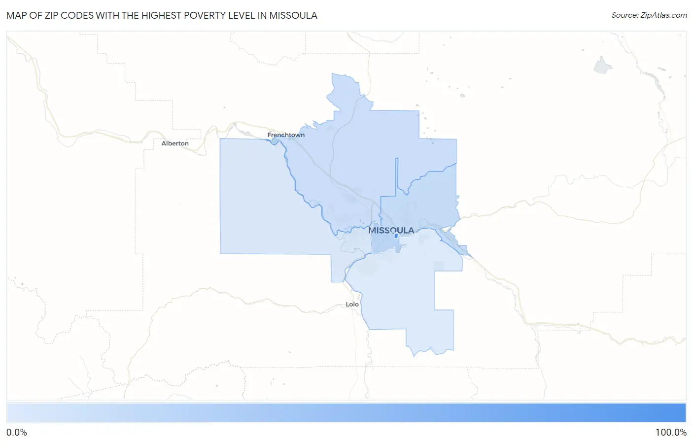 Zip Codes with the Highest Poverty Level in Missoula Map