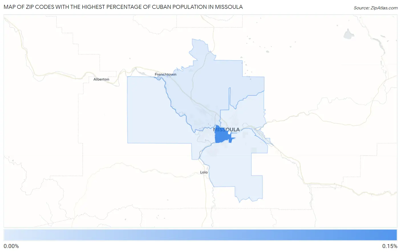 Zip Codes with the Highest Percentage of Cuban Population in Missoula Map