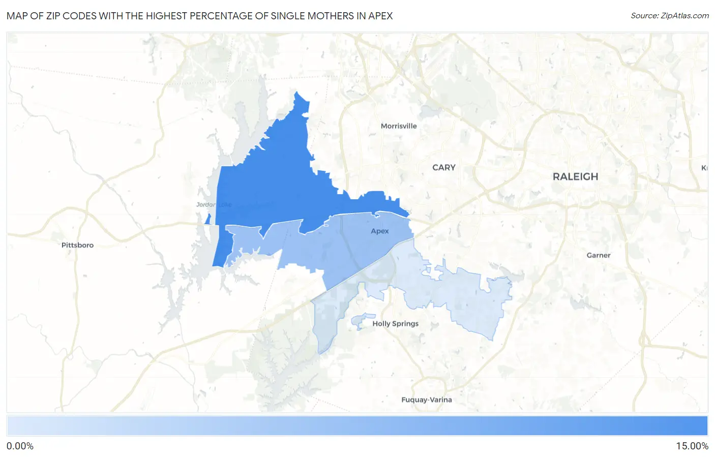 Zip Codes with the Highest Percentage of Single Mothers in Apex Map